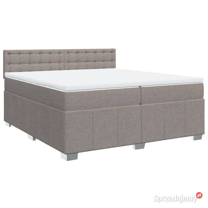 Łóżko kontynentalne z materacem taupe tkanina 100cm Łóżka