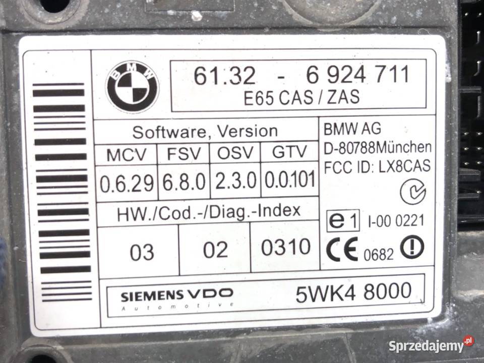 STACYJKA BMW E65 6924711 36 272 0109 KLUCZYK sprzedam
