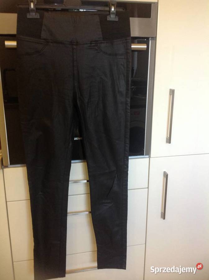 Spodnie Legginsy Woskowane Czarne Damskie 31