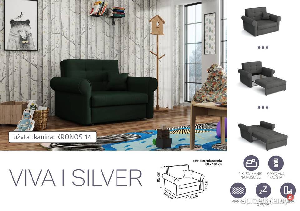 Sofa Viva 1 Silver Darmowa dostawa Wieruszów