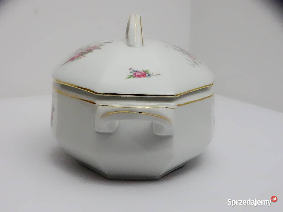 Porcelanowa waza z pokrywką 2 L styl retro z Biłgoraj