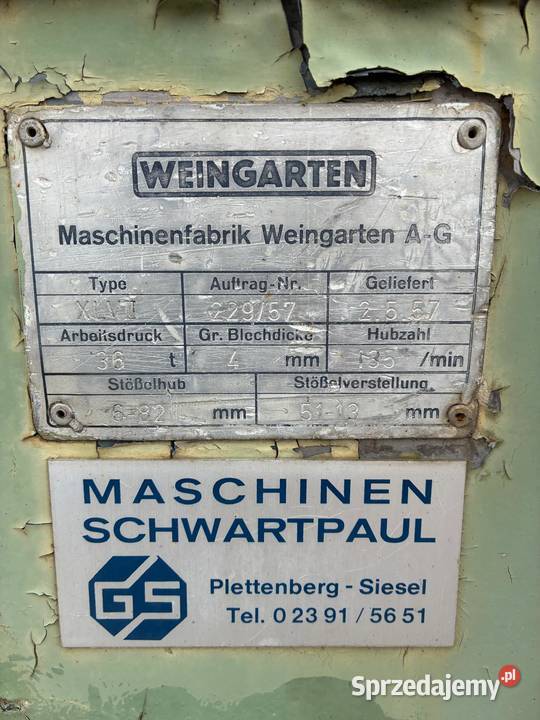 Prasa Weingarten XLVII Świętoszów