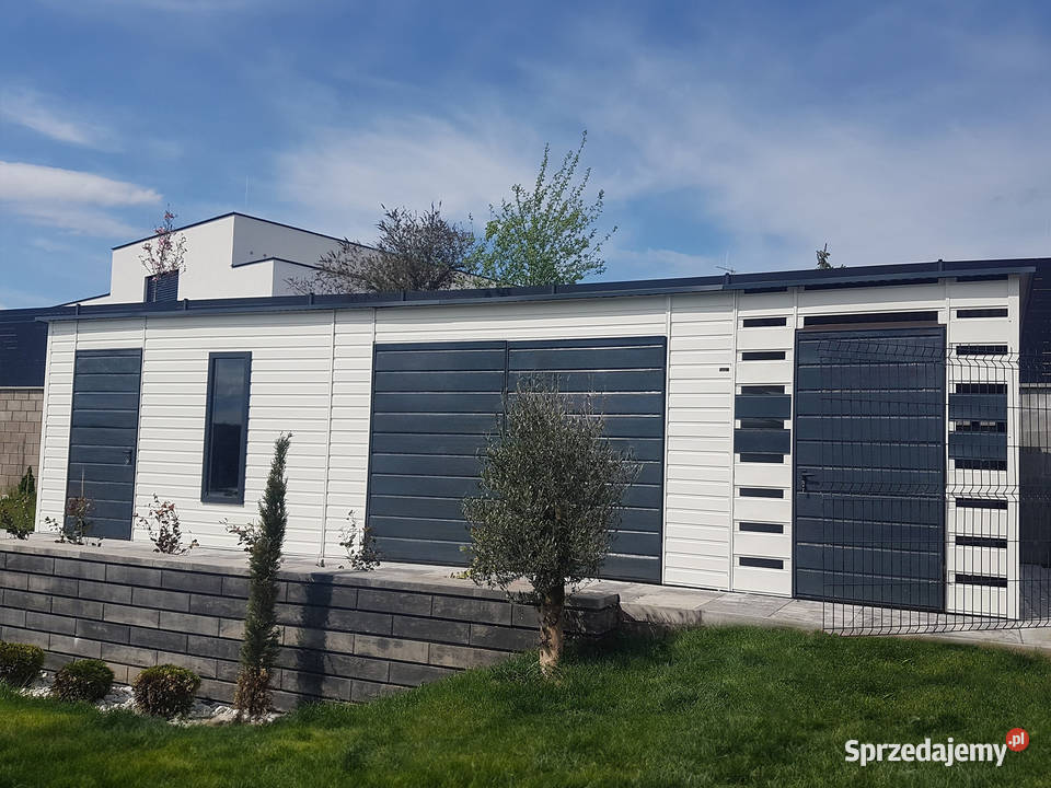 Domek ogrodowy 84 m zadaszenie 24 m biały ciemny Łódź