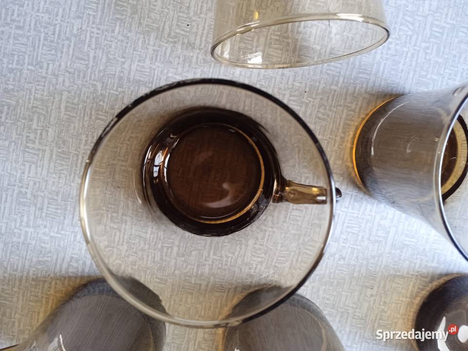 Komplet 6 szklanek grafitowych PRL Porcelana i szkło Koźminek