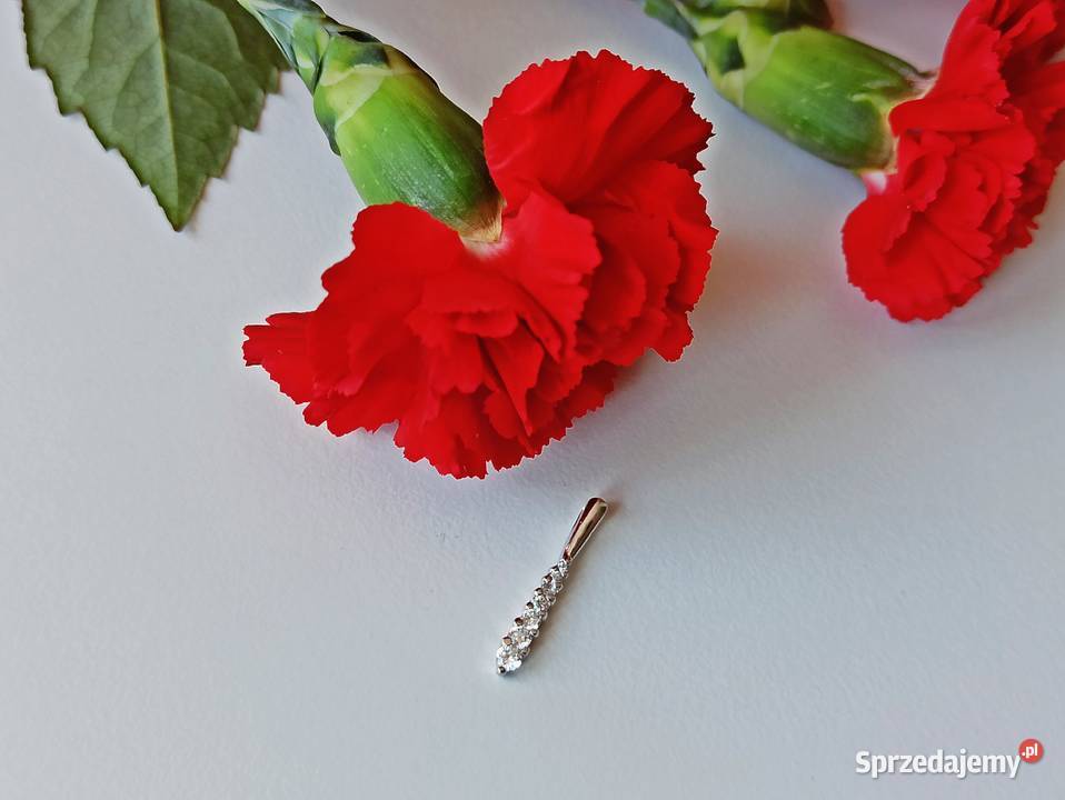 Podłużna delikatna zawieszka łezka cyrkonie Naszyjniki Warszawa