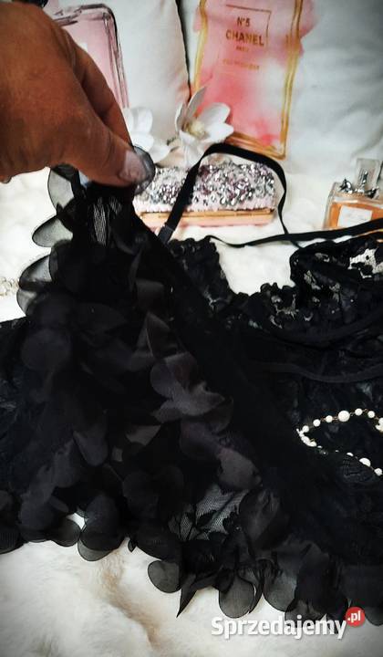 seksowna koszulka czarna transparentna w kwiatki mazowieckie Warszawa