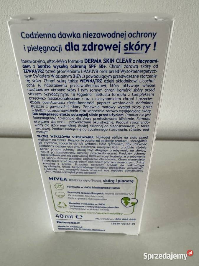 Fluid do twarzy Nivea Derma Skin Clear SPF50 Poznań