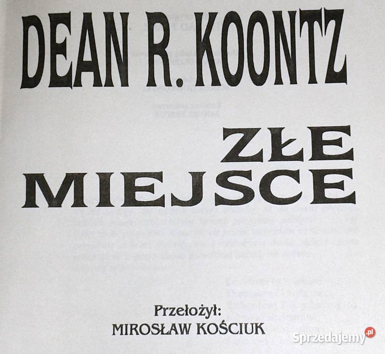 Złe miejsce Dean Koontz lubelskie