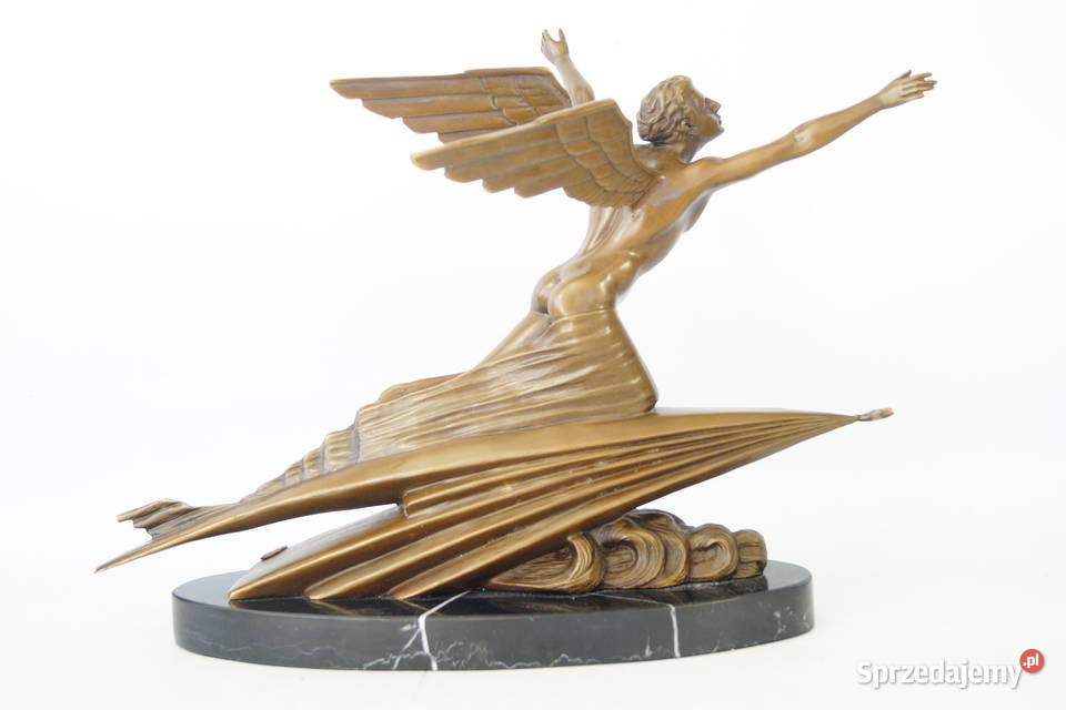 Figura z brązu rzeźba The Aviator Art deco Gizałki