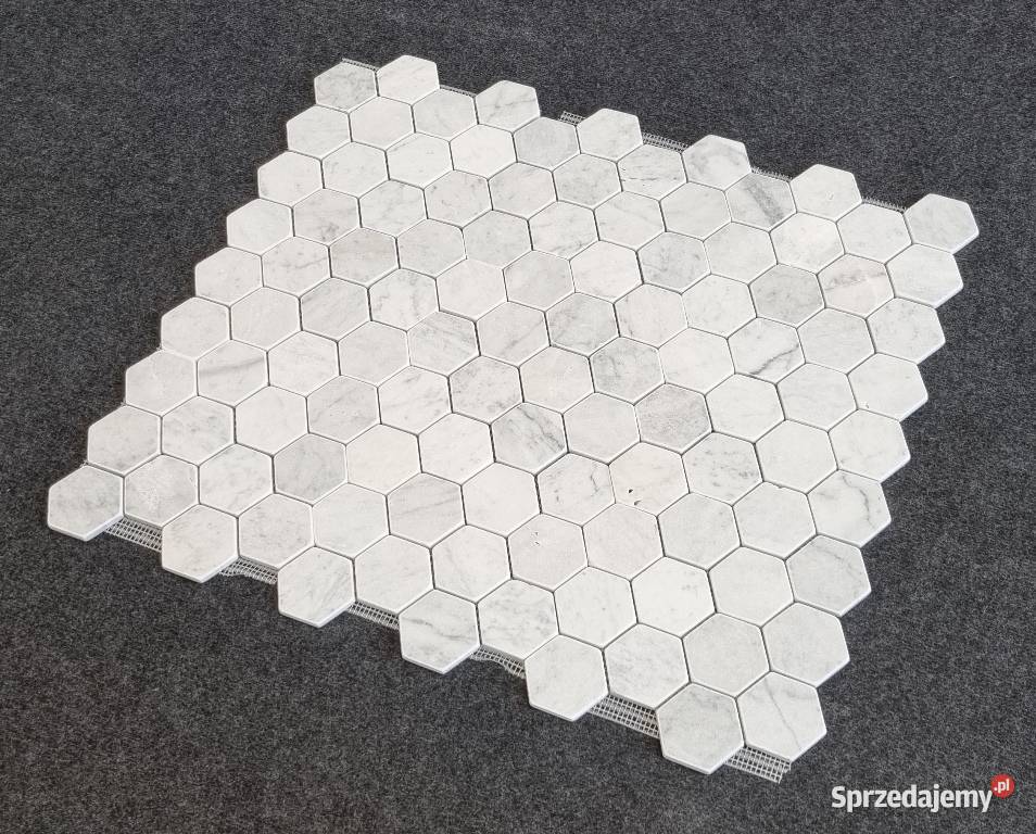 MOZAIKA BIANCO CARRARA HEXAGON MATOWA BĘBNOWANA Bielawa sprzedam