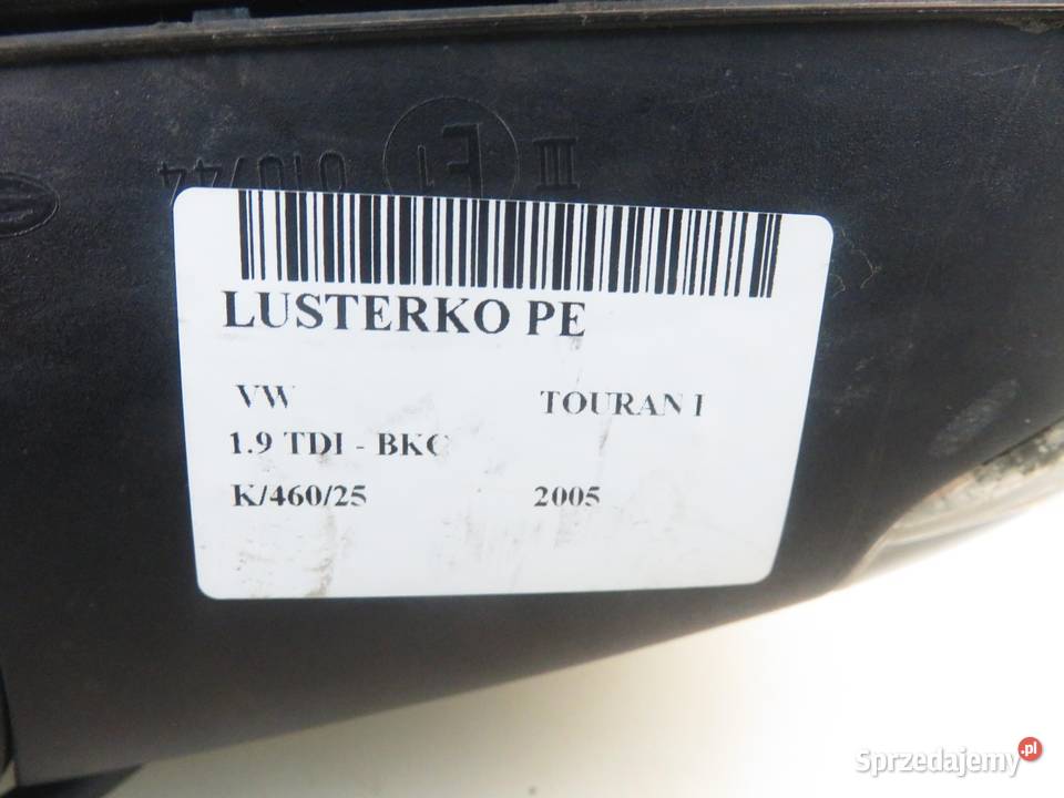 LUSTERKO PRAWE VW TOURAN I