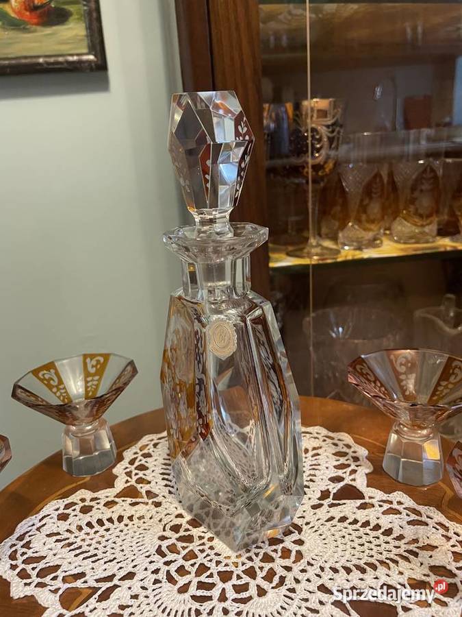 Karafka z kieliszkami z kryształu dolnośląskie Jelenia Góra