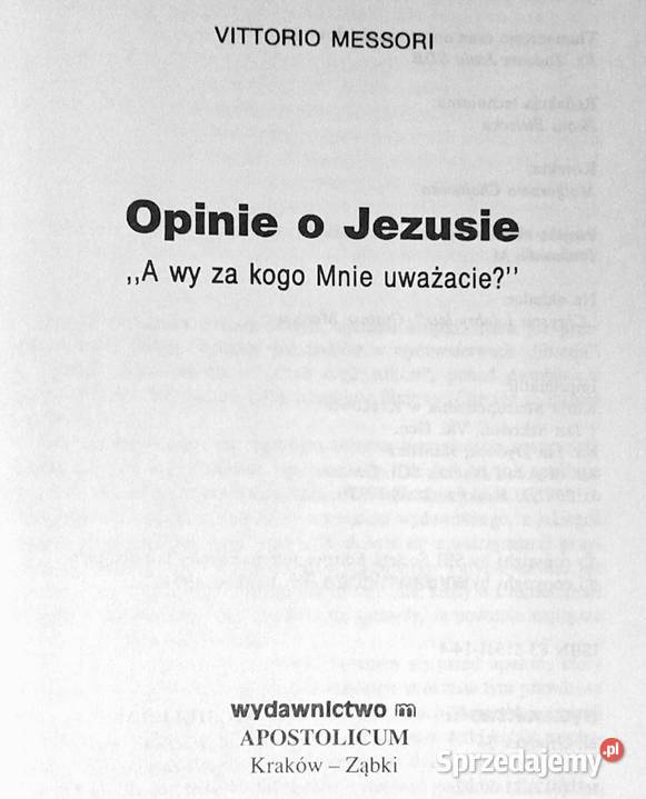 Opinie o Jezusie Vittorio Messori miękka Chełm