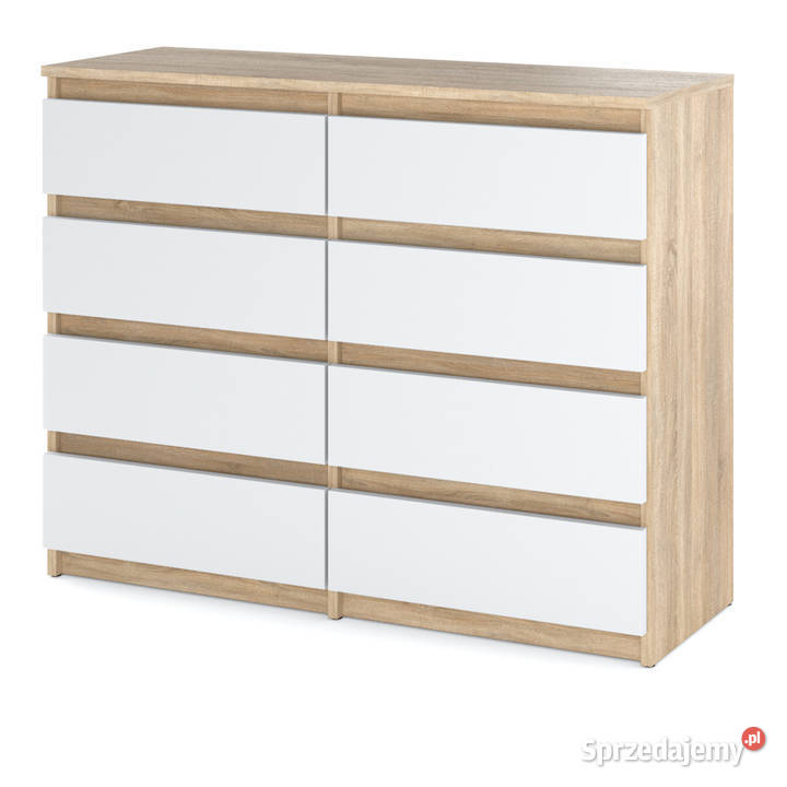 Komoda Do Sypialni Dąb Sonoma Biały Mat Hugo 120cm Komody Elbląg