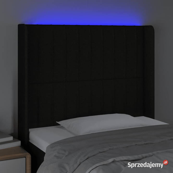 Zagłówek do łóżka z LED czarny 93x16x118128 mazowieckie Warszawa
