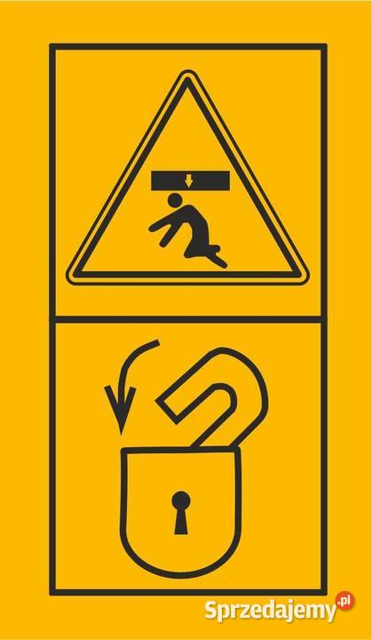 Naklejki na maszyny żółte piktogram bhp 5 x 9 Kamionna