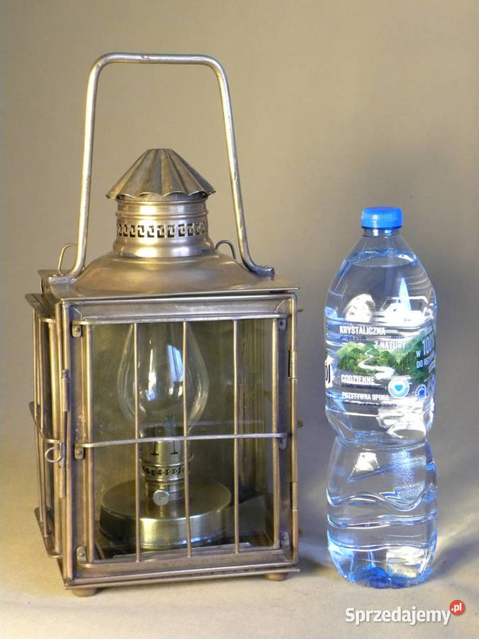 Stara duża mosiężna lampa latarnia naftowa Legnica
