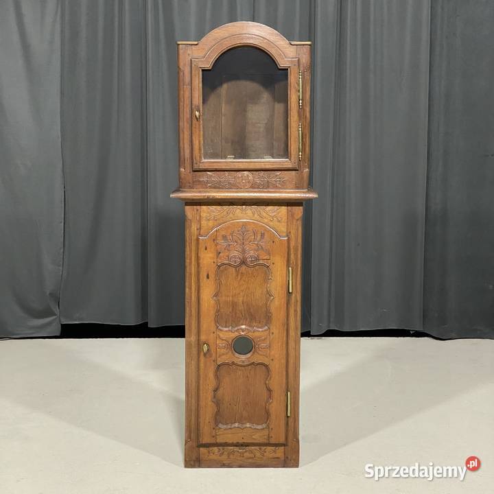 Rzeźbiona dębowa obudowa zegara stojącego Gryfice