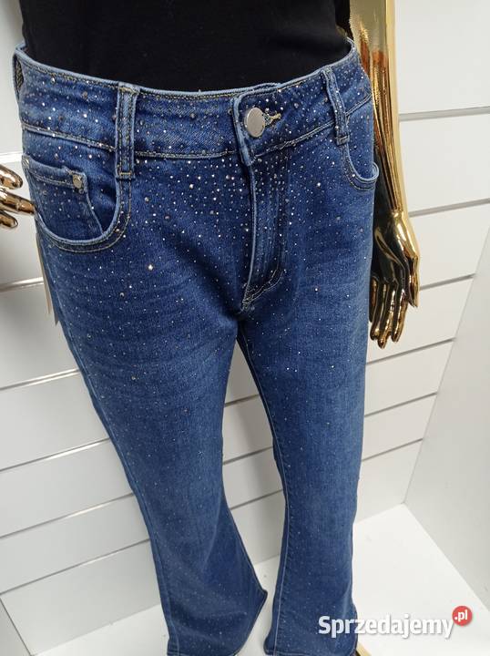 Jeansy elastyczne dzwony cyrkonie rozmiar 40 Rozmiar 40(L) Konin