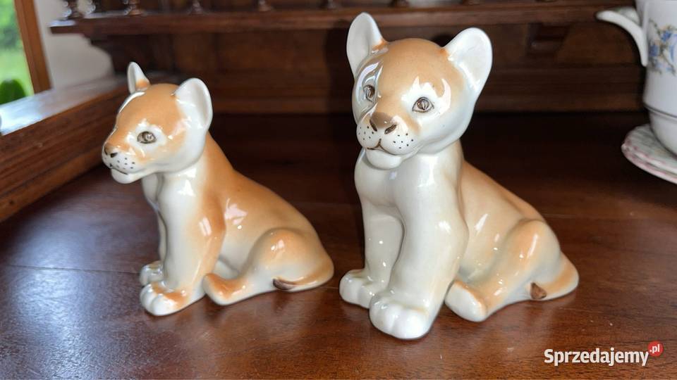 Figurka Lwa Lwiątko Łomosow Najmniejsze Porcelana i szkło Gdańsk