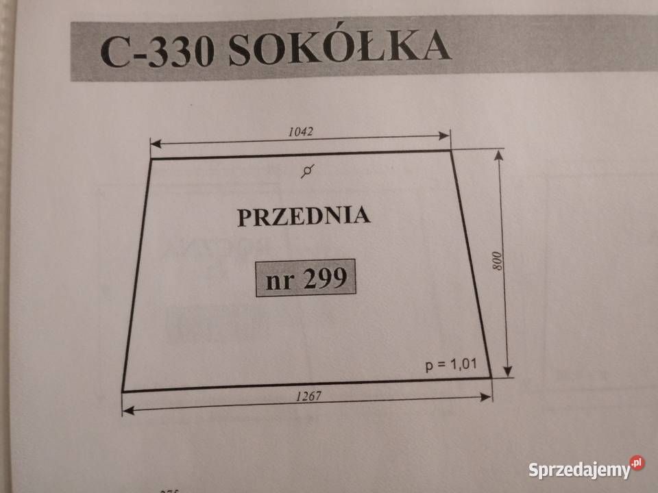 Szyba przednia 1267mm1042mm800mm do Ursus C330 C Warszawa