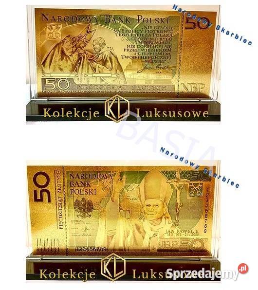 NOWY ZŁOTO Banknot Jan Paweł II + Certyfikat Prezent Święta