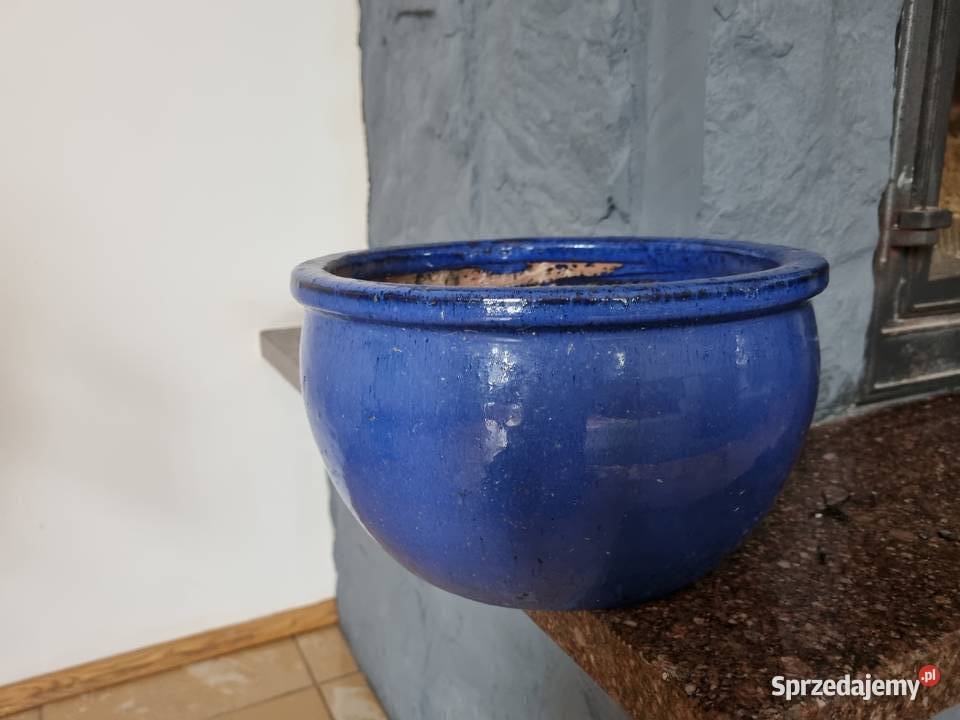 Donica Glazed BAVARIA niebieska ceramiczna 8 Lublin