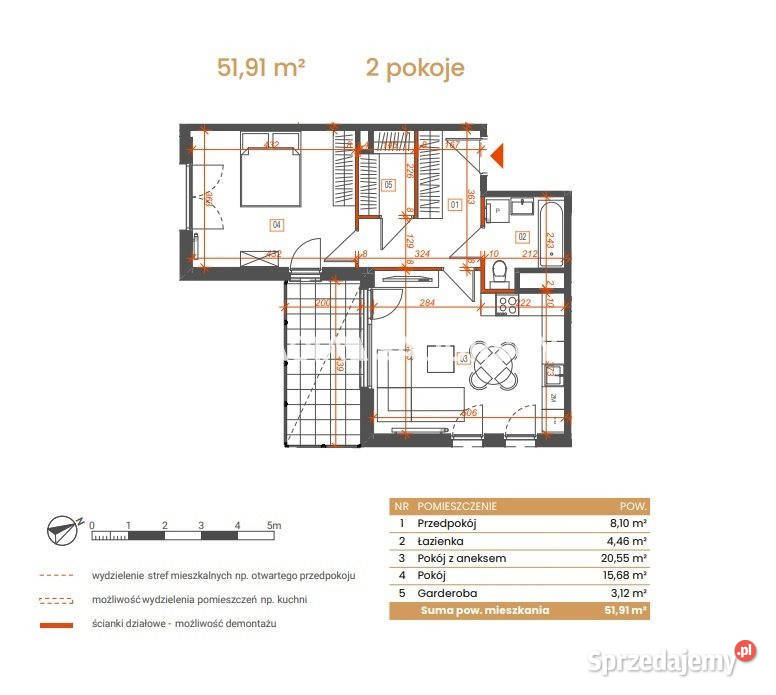 sprzedaży mieszkania Katowice 5191m2 2 pokoje Liczba pokoi 2