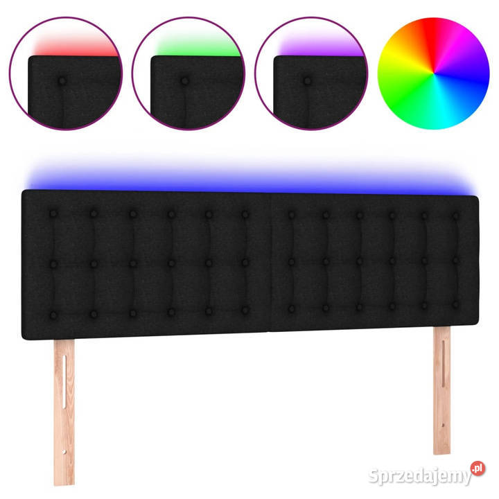 Zagłówek do łóżka z LED czarny 144x5x7888