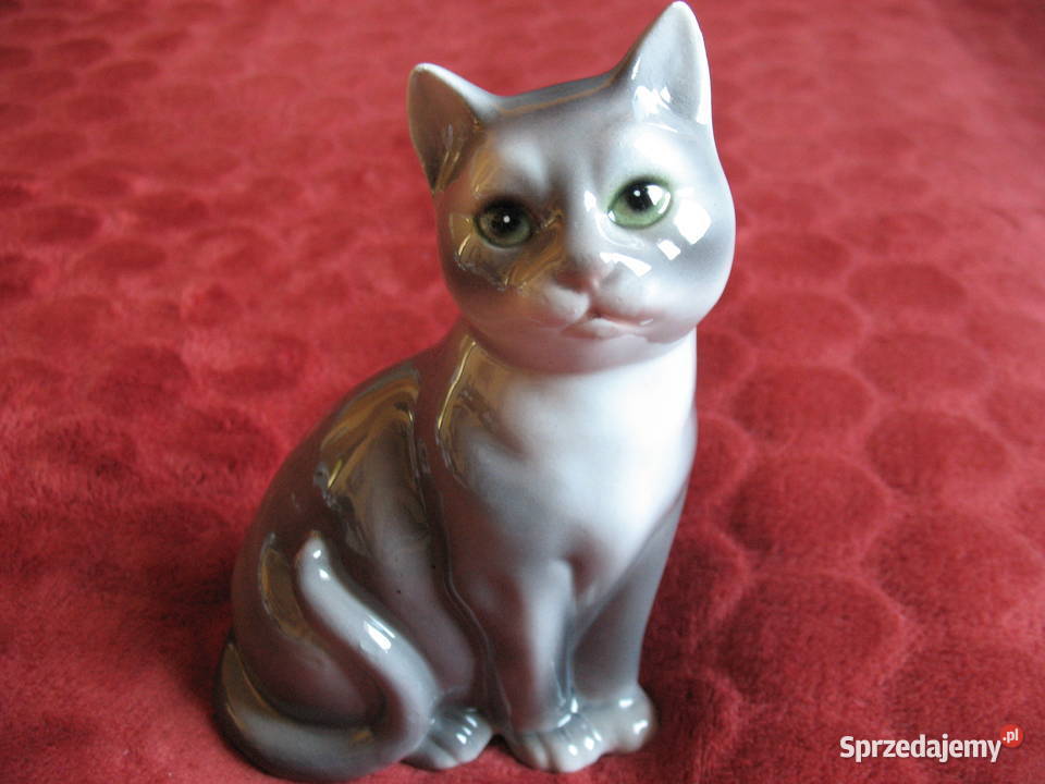 Kot szary Figurka ceramika 14 x 9 x 6