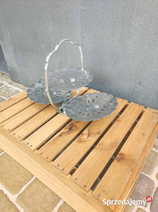 Elegancka metalowa patera 3poziomowa vintage Podkałek sprzedam