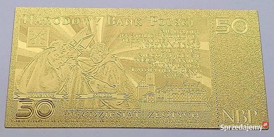 2 x Banknot 50 Jan Paweł 24 KARAT Złoto sprzedam