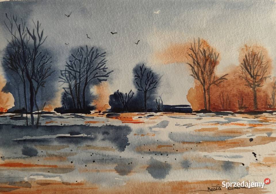 Akwarela Akwarelka Obraz pt Zwiastun Malarstwo Warszawa