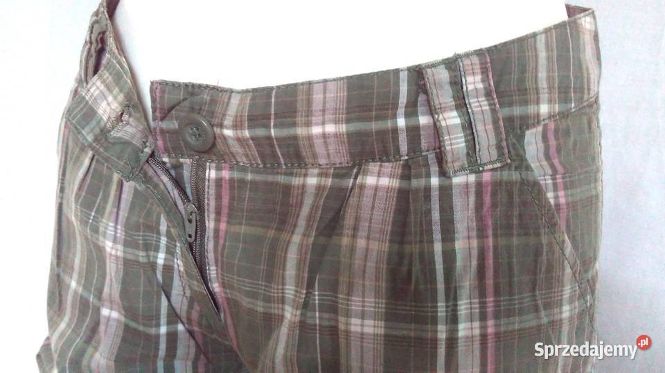 SPODENKI zielone KRATKA khaki r SM damskie kolorowy Białystok sprzedam
