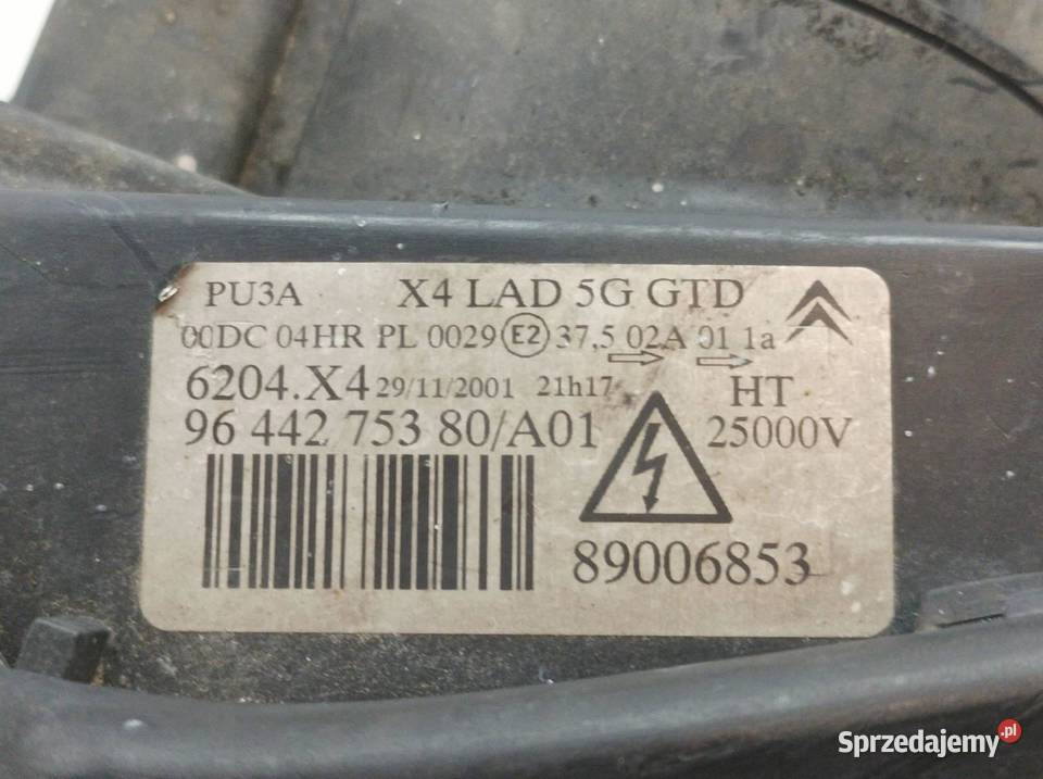 LAMPA PRZÓD LEWA EU XENON 9644275380 Citroen C5