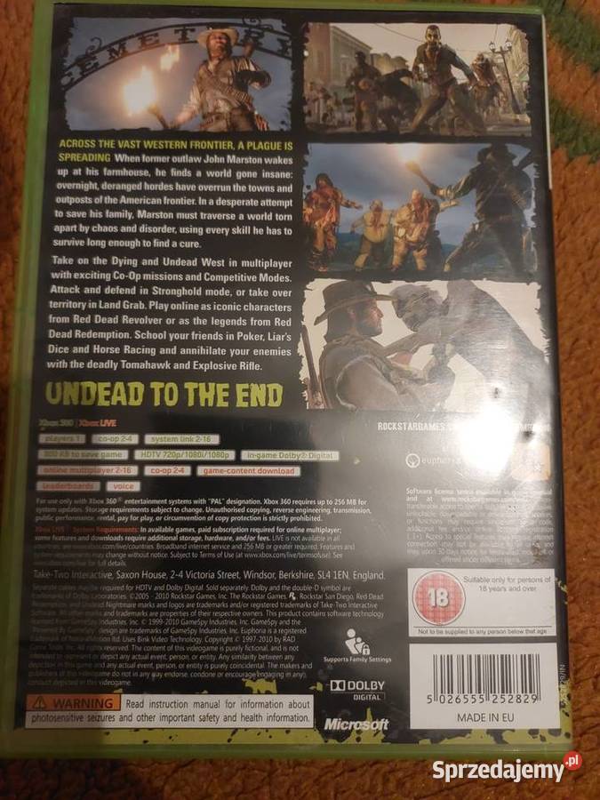 Red Dead Redemption Undead Nightmare xbox 360 Łęczna