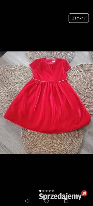 Sukienka czerwona elegancka z weluru krótki Krosno