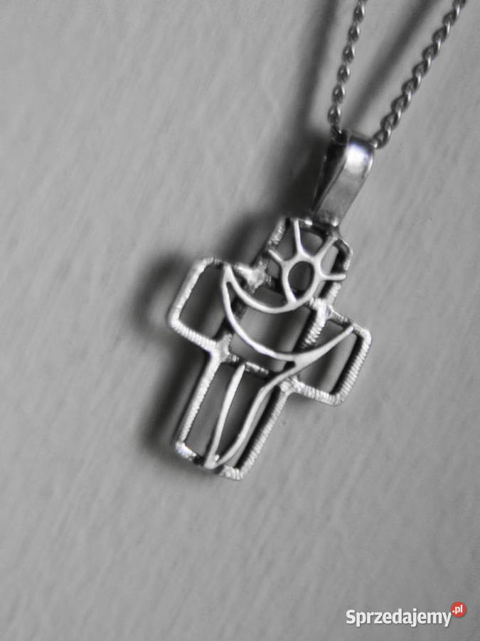 Stary naszyjnik krzyżyk Warmet na łańcuszku