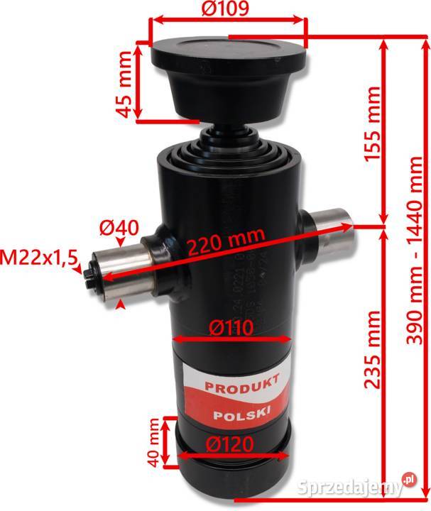 SIŁOWNIK HYDRAULICZNY Przyczepy ST5 1050 Do przyczep rolniczych Solec Kujawski sprzedam