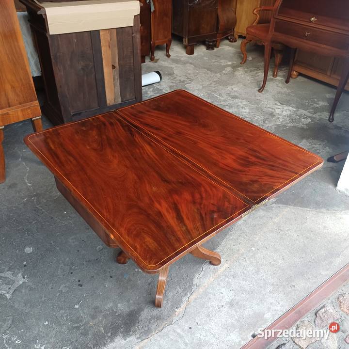 Unikatowy Stolik Karciak Biedermeier rozkładany wielkopolskie Suchorzew sprzedam