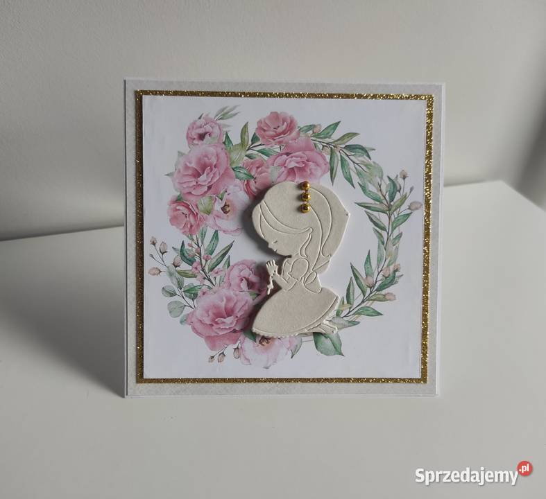 Kartka na Komunię Świętą ręcznie robiona