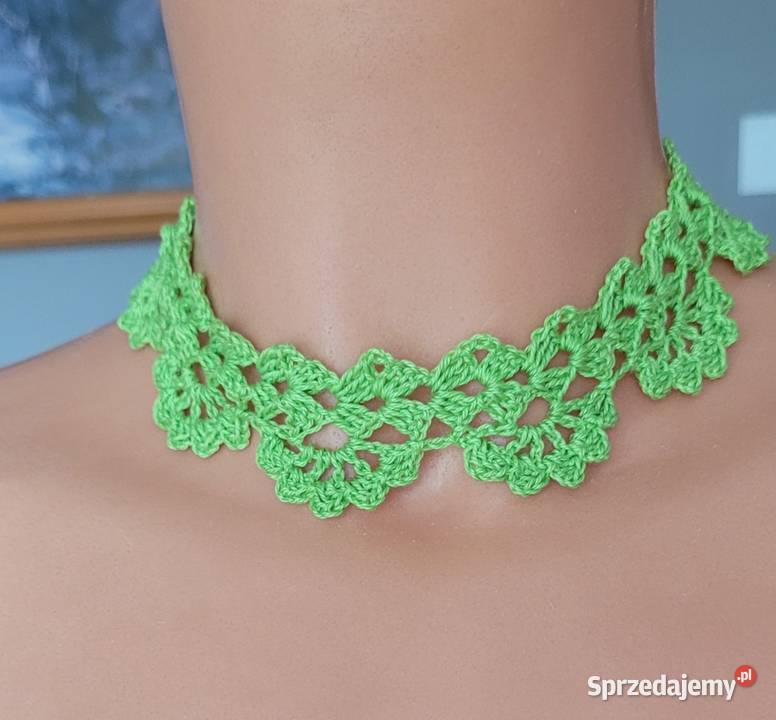 Zestaw choker i kolczyki szydełkowe wielkopolskie Pleszew