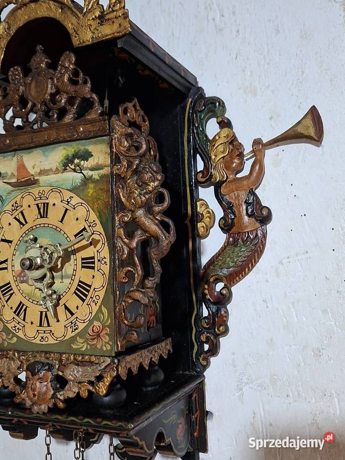 Wiszący zegar holenderski stary drewno Zegary Rzeszów