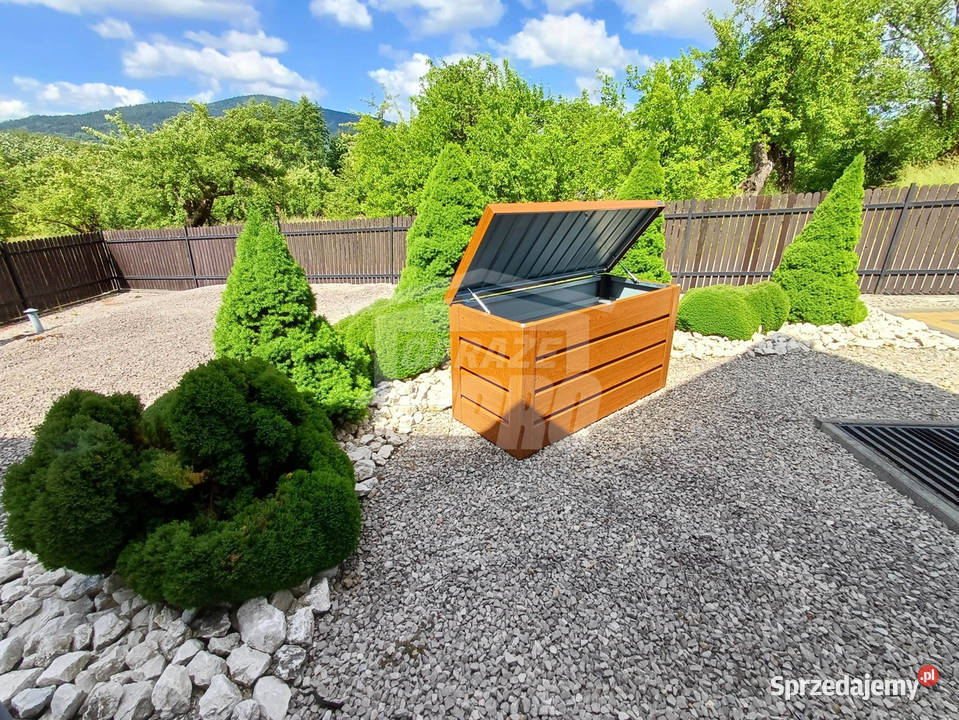 Skrzynia ogrodowa metalowa kufer 150x60x70 złoty Czersk