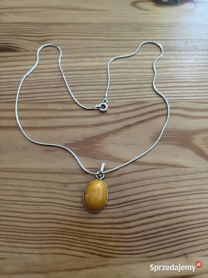 Wisiorek bursztyn w srebrze na łańcuszku Ozdoby Gdańsk