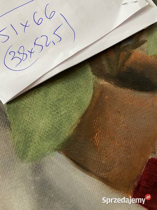 Przedwojenny stary obraz olejny Kwiaty mazowieckie