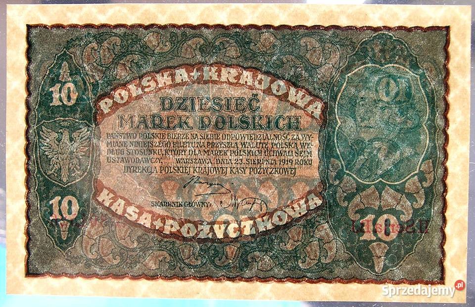 RP 10 MAREK POLSKICH1919 r II Serj BJ Stan I UNC Numizmatyka Rydzyna sprzedam