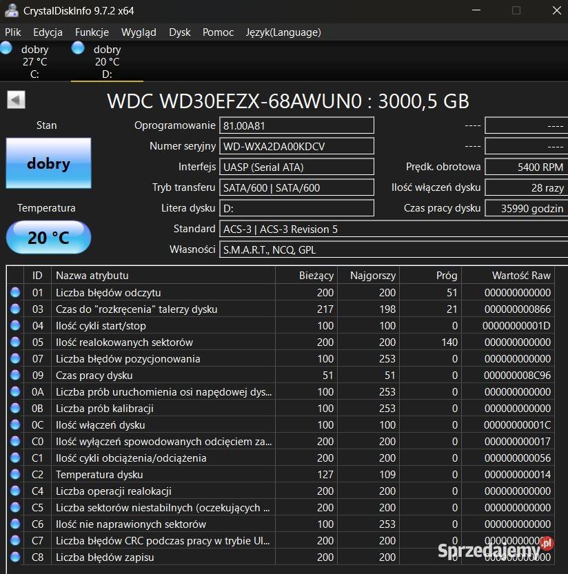 Dysk twardy WD Red Plus WD30EFZX 3TB 35 wewnętrzny Wieliczka