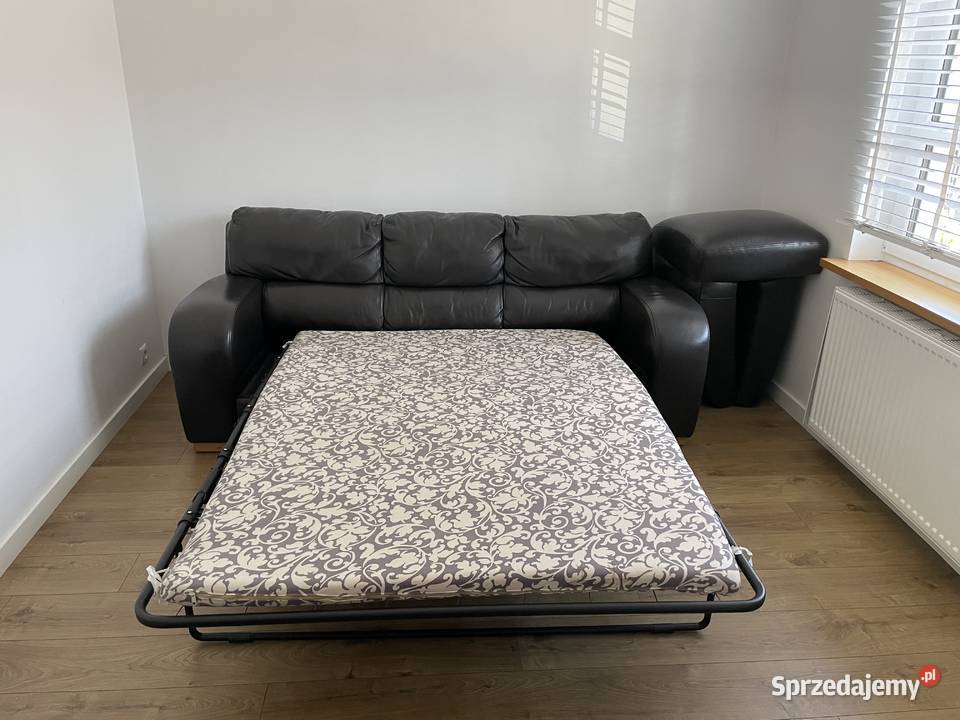 Komplet skórzany rozkładana kanapa i fotel Józefosław