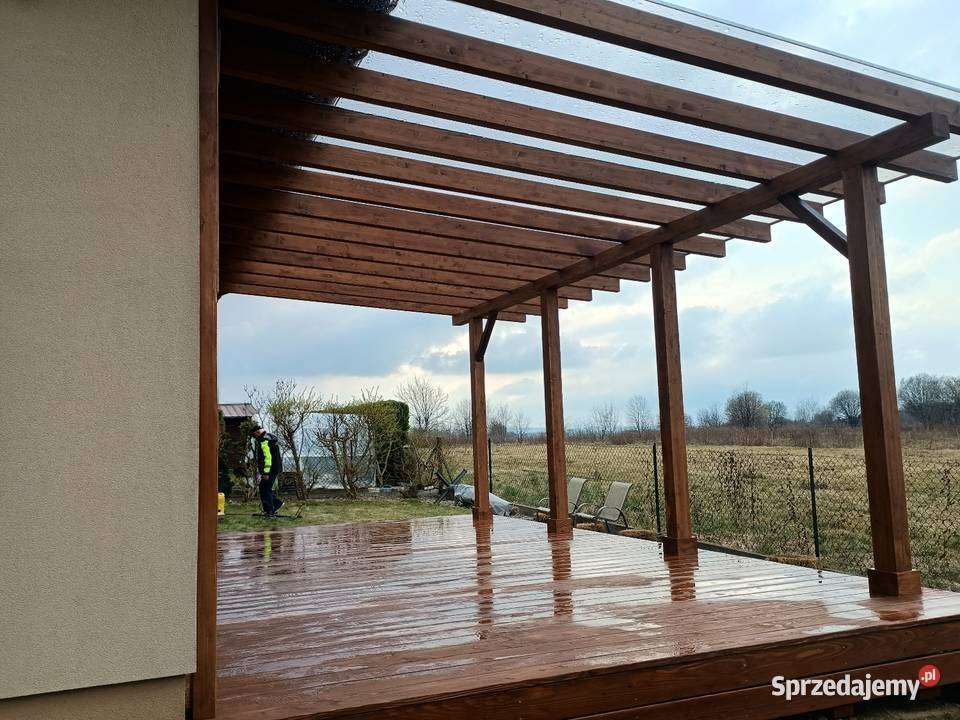 Taras drewniany zadaszenie tarasu altana pergola Opatów
